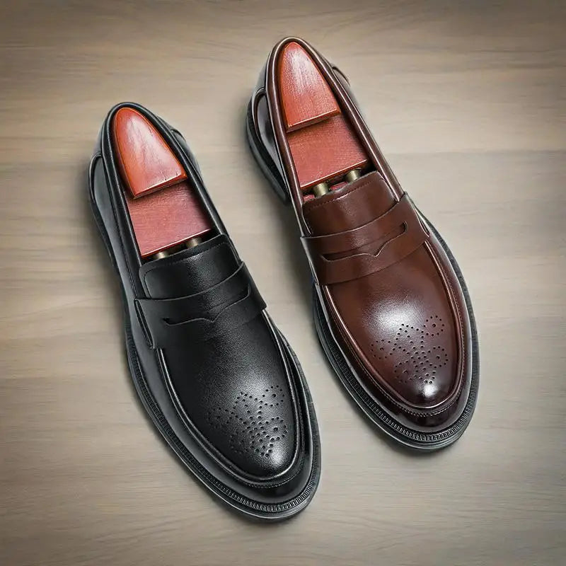 High Quality Casual Business Leather Shoes Men Wedding Social Leather Men’s Dress Shoes British Formal Carving Men Block Shoes - Clikcy