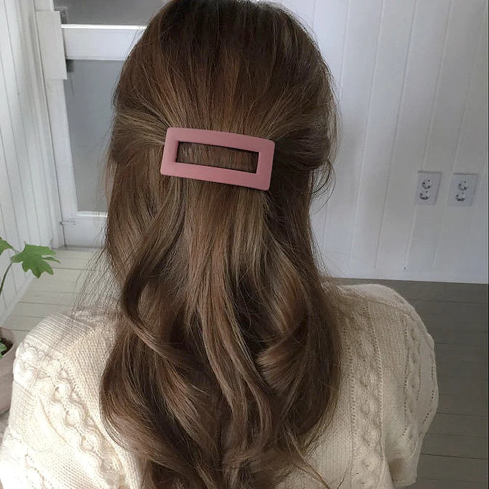 Simple Matte Spring Hair Clip Elegant Rectangle Frosted Barrettes Hairgrips For Ponytail Holder Female Summer Headdress - Clikcy
