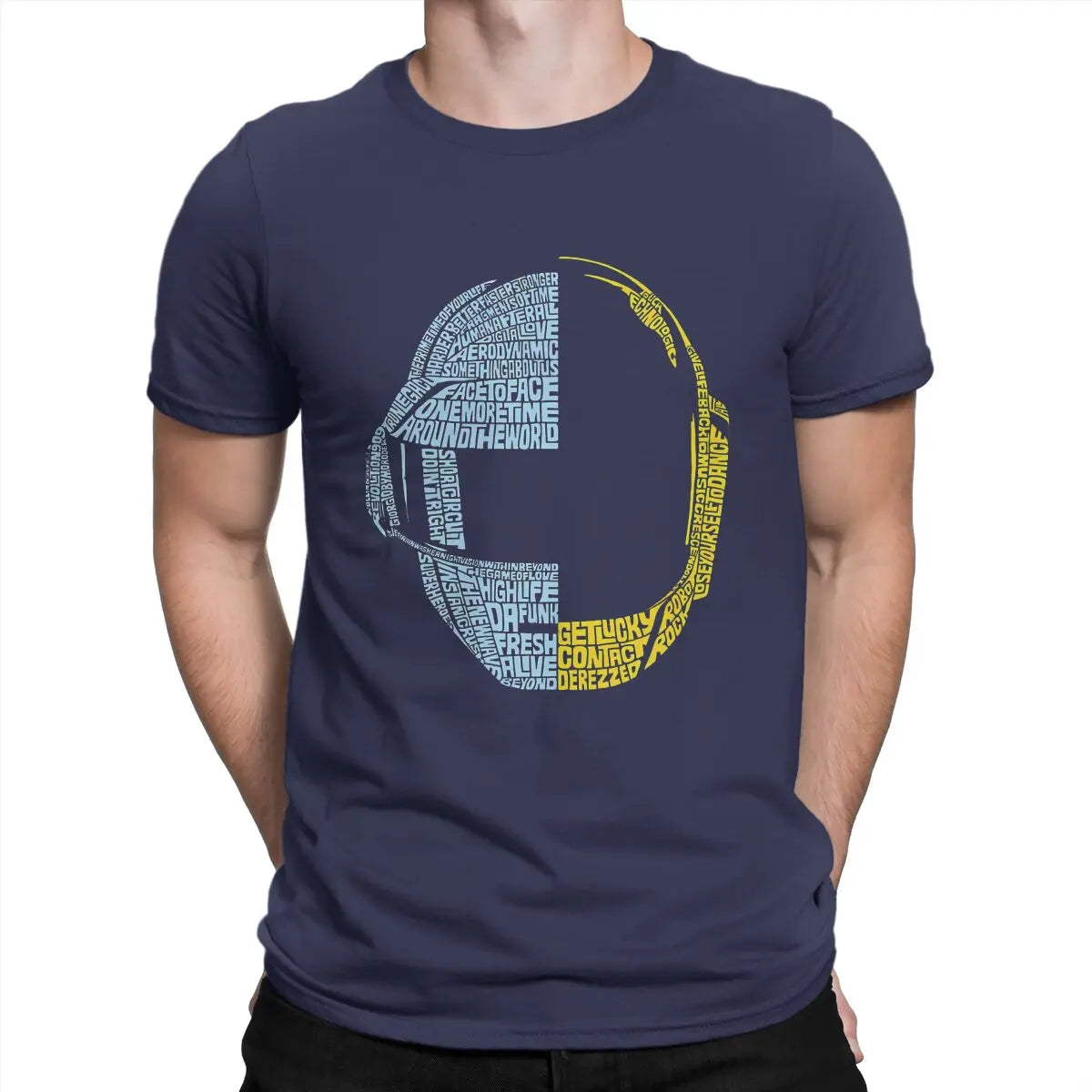 Retro Vintage Punk Men TShirt Daft Punk Electronic Production Band Crewneck Short Sleeve  Cotton T Shirt - Clikcy