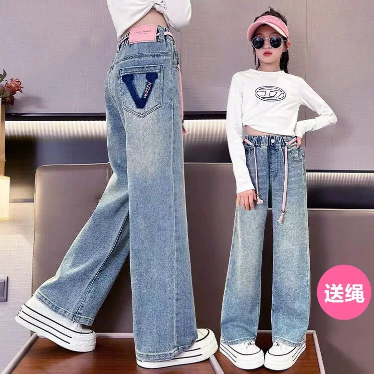 Thin Kids Pants Children's Clothing Sweatpants Clothes Teenage Girls Clothing Jeans Denim Streetwear Fashion Casual Harajuku - Clikcy
