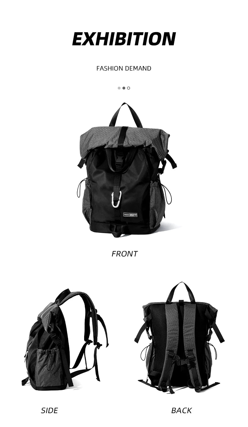 Men's Backpack Roll Top Travel Expandable Large Capacity Backpack Waterproof Outdoor Motorcycle Riding Hike Sports Bags - Clikcy
