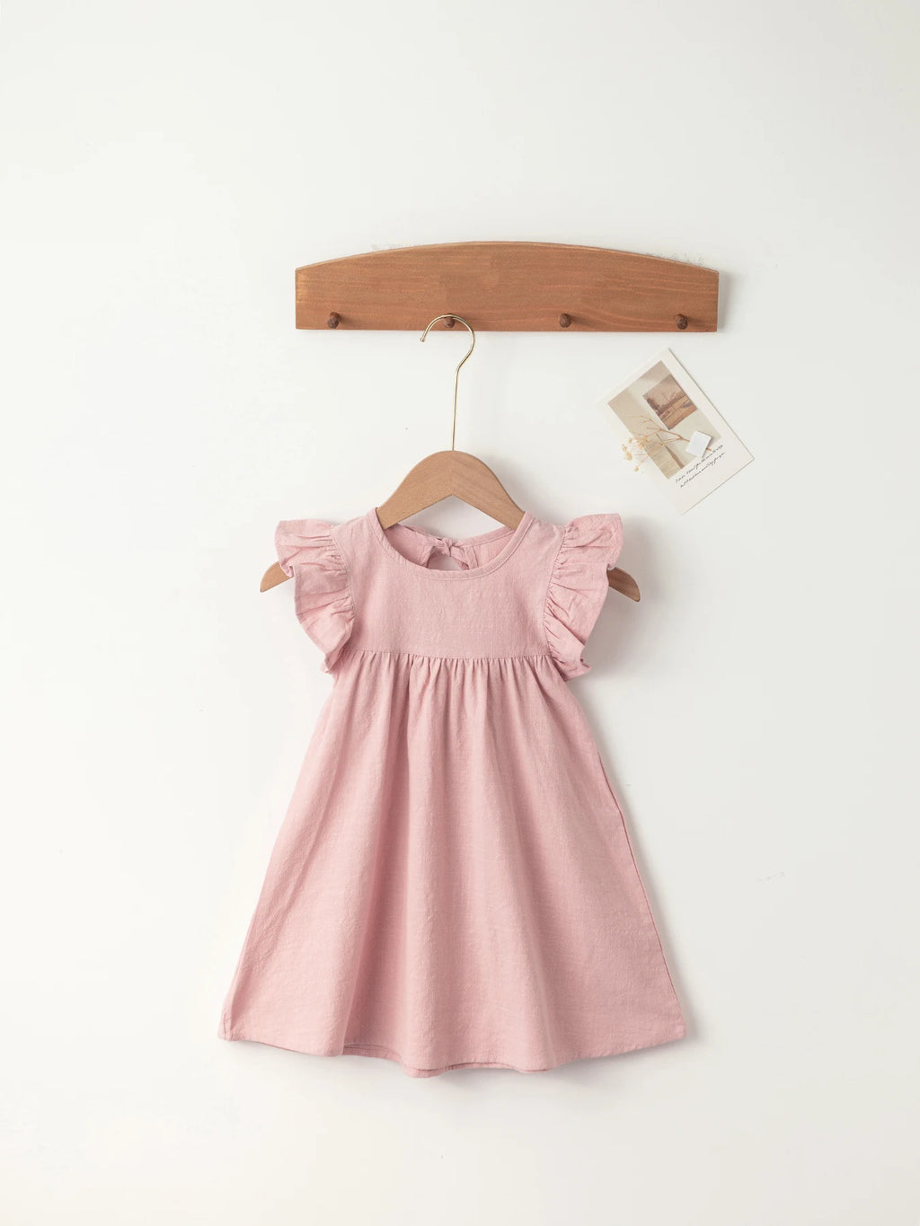 Baby Girls' Flying Sleeve Dress Tie-back Overall Dress Cotton Kids Casual Clothes Summer 2024 - Clikcy