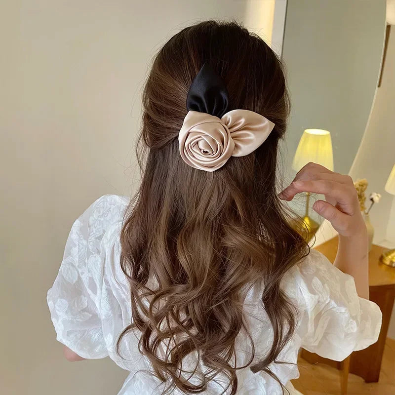 2024 Summer French Elegant Rose Hairpin Temperament Retro Hair Claw Women Hair Accessories High Ponytail Hair Clips - Clikcy