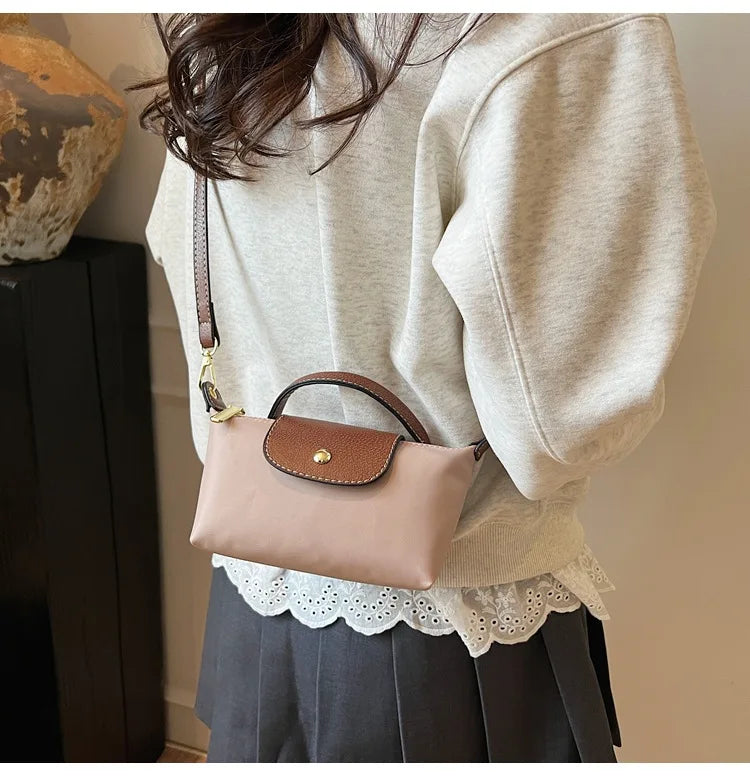 2025 summer lightweight shoulder crossbody bag, fashionable women's bag, plaid canvas, personalized and versatile dumpling bag - Clikcy