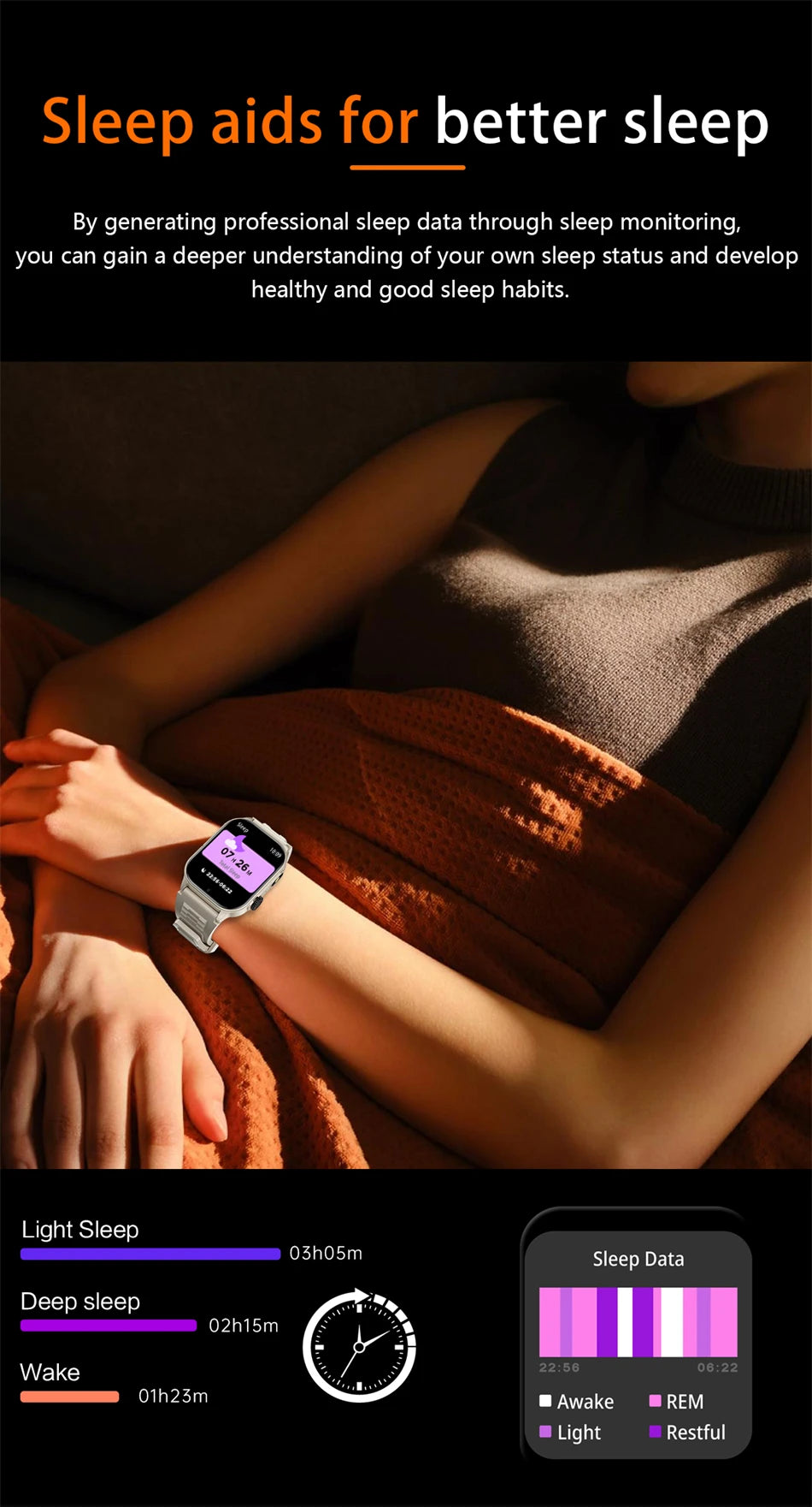 LIGE Smart Watch for Men 3ATM Waterproof Bluetooth Call Health Monitor With Flashlight 370mahBattery 100+Sport Mode Smartwatches - Clikcy