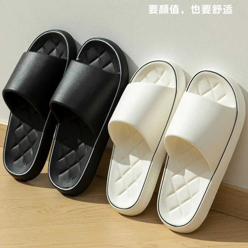 Plus Size 47 48 49 Super Light Soft Men Slippers Simple Couple's Slides EVA Elastic Shoes Colorful Indoor Bathroom Slippers - Clikcy