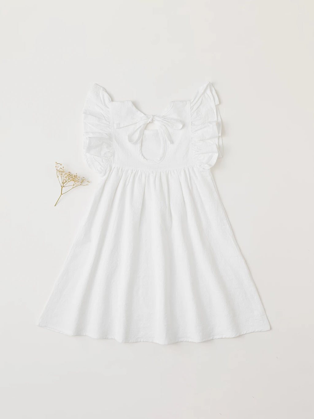 Baby Girls' Flying Sleeve Dress Tie-back Overall Dress Cotton Kids Casual Clothes Summer 2024 - Clikcy
