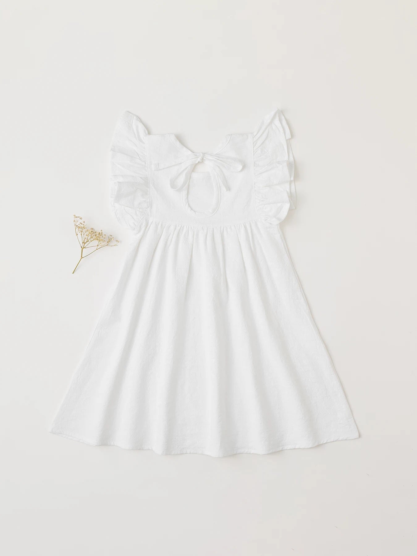 Baby Girls' Flying Sleeve Dress Tie-back Overall Dress Cotton Kids Casual Clothes Summer 2024 - Clikcy