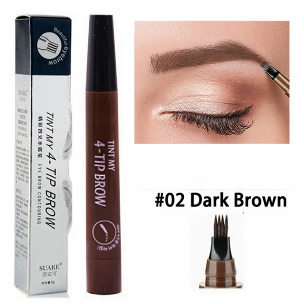 4 Splitted Head Eyebrow Pencil Long Last Smudge Proof Waterproof Sweat Proof High Pigmented Easy Applying Liquid Eyebrow Pencil - Clikcy