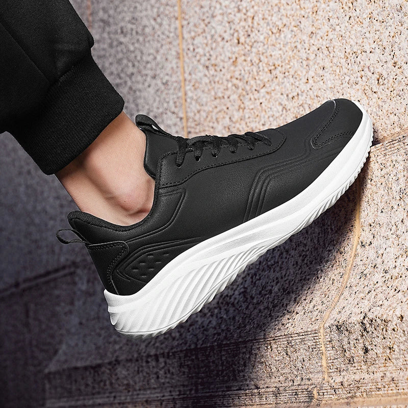 Leather Cushioned Sports Shoes For Men's Lightweight Casual Running Shoes For Autumn And Winter Men's Shoes Versatile And Trendy