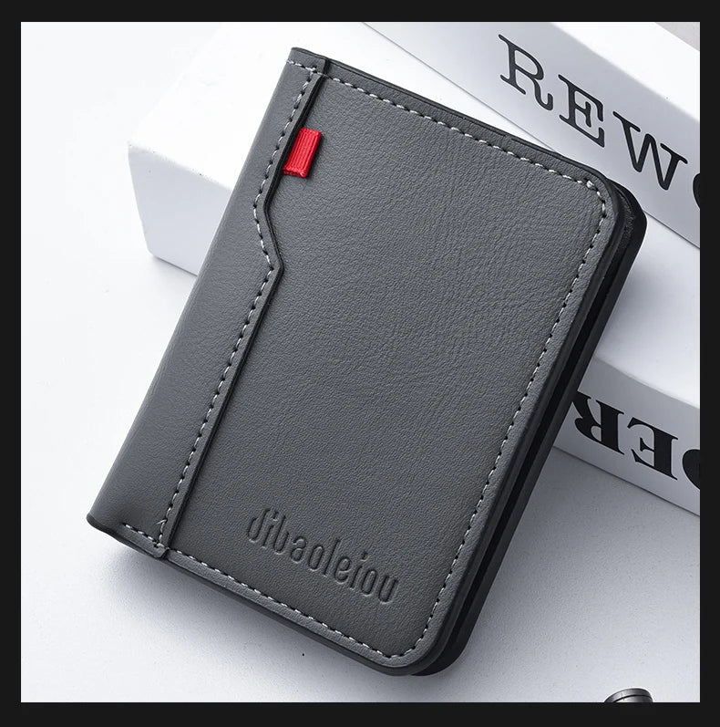 1Pc New Ultra-thin Mini Soft PU Leather Credit Card Wallet Holder Short Vertical High Quality Men's Wallet - Clikcy