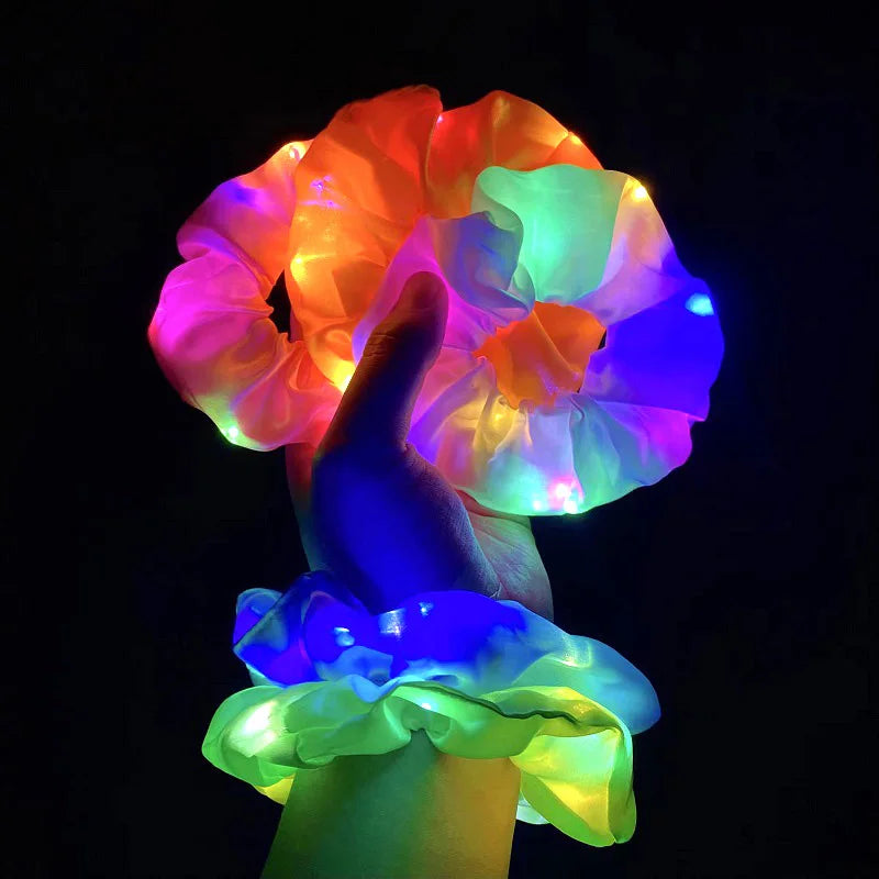 1/10pcs LED Hair Scrunchy Girl Women Light Up Hair Bands Birthday Party Hair Ties Glowing Scrunchies Headwear Hair Accessories - Clikcy