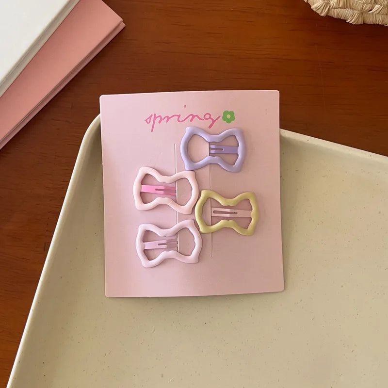 4pcs/set Cute Colorful Geometric Mini Hair Clips For Girls Sweet Hair Ornament Hairpins Barrettes Kids Lovely Hair Accessories - Clikcy
