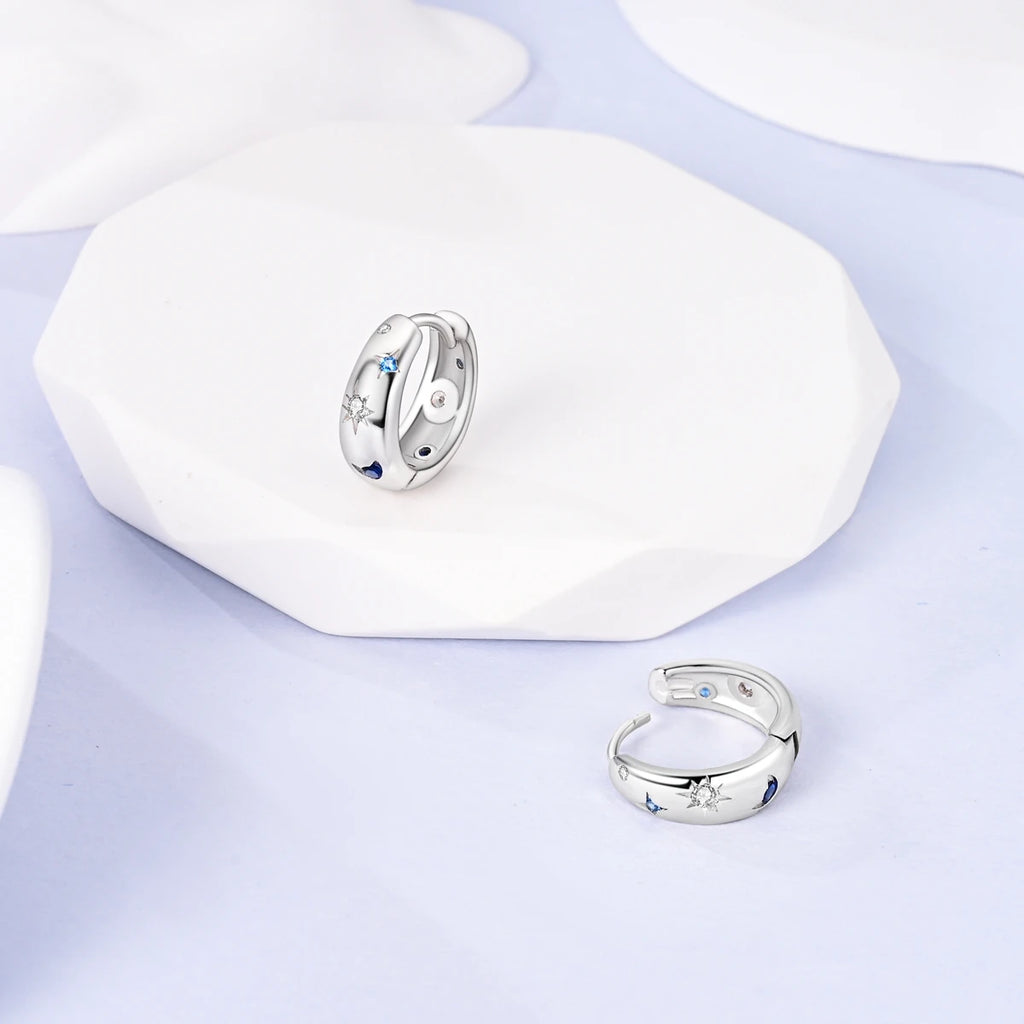 Original 925 Sterling Silver Women Hoop Earrings High Quality Shine Zircon U Shaped Classic Style Earring For Women Jewelry Gift - Clikcy