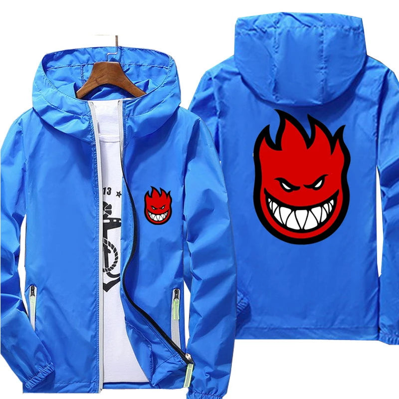 Ripper Spitfire Zombie Wheels Bomber Men Jacket Plus Size Thin Windbreaker Skin Ultra Light Slim Fit Pilot Hooded Coat Cycling - Clikcy