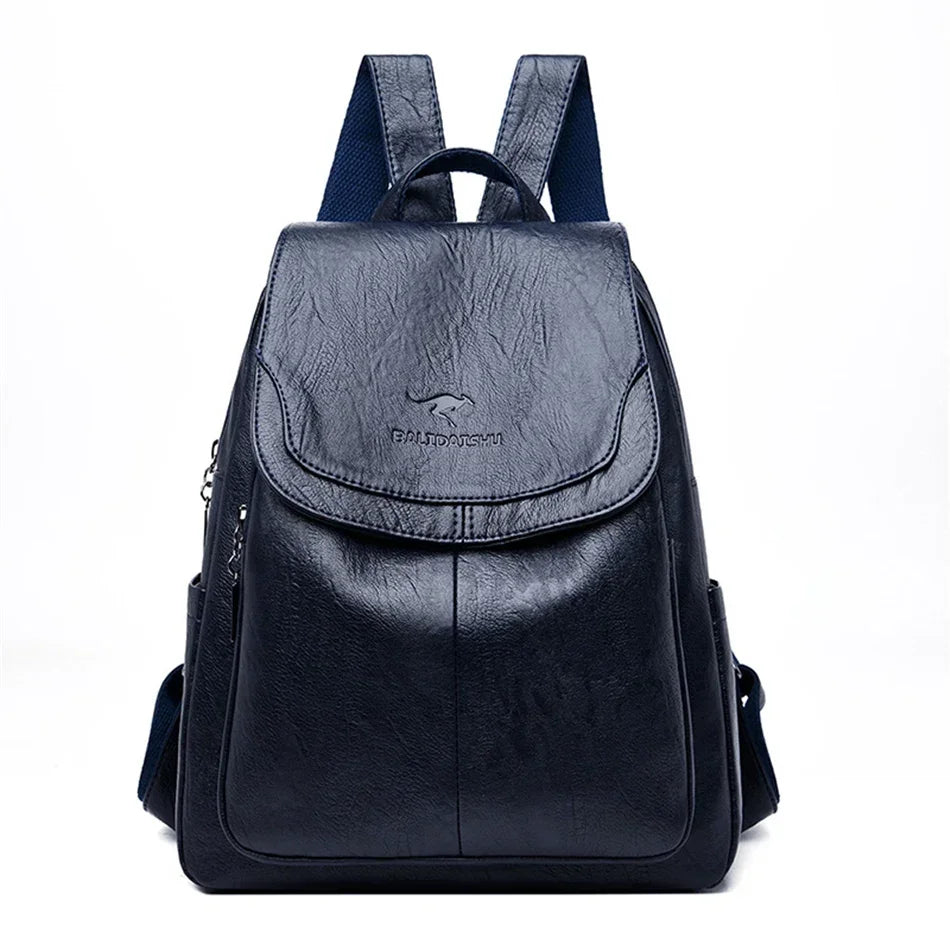 Genuine Women Leather Backpack Fashion Female Shoulder Bag Sac a Dos Ladies Bagpack Mochilas School Bags For Teenage Girls 2024