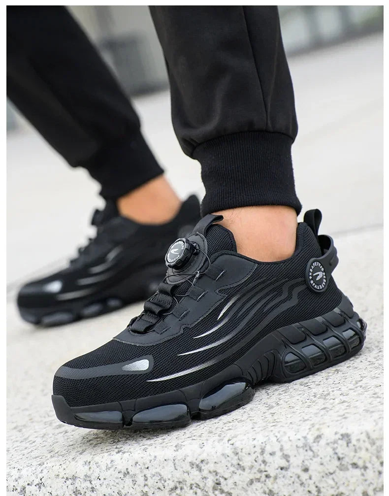 Rotating Button New Safety Shoes Men Anti-smash Anti-puncture Work Shoes Fashion Men Sport Shoes Security Protective Boots Men - Clikcy