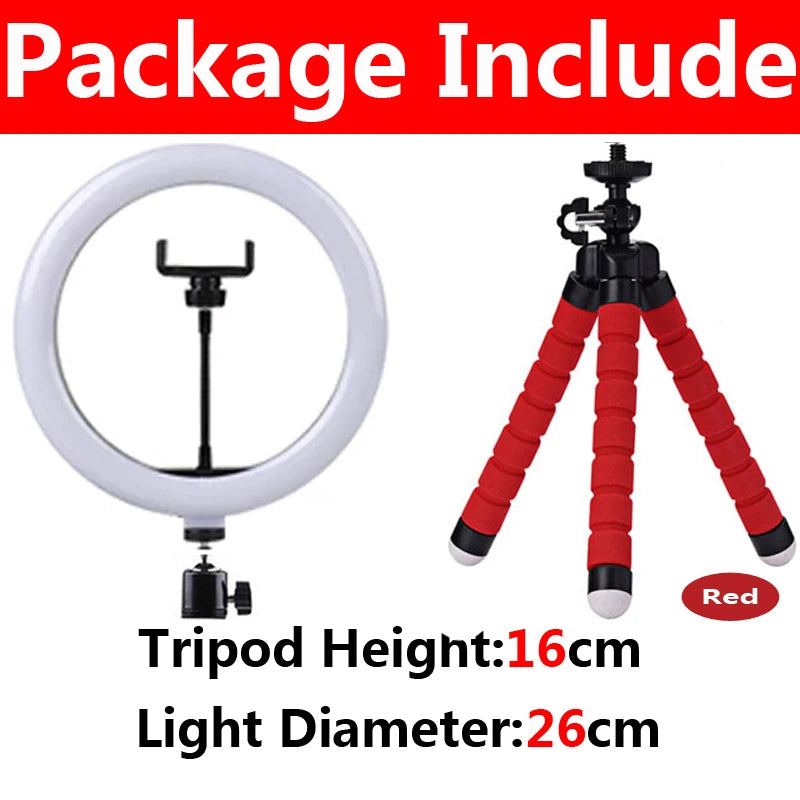 12inch LED Ring Light with Mini Tripods USB Charge Selfie led Lamp Dimmable Photography Light for Tiktok Live Photography Studio - Clikcy