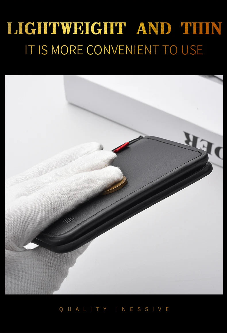 1Pc New Ultra-thin Mini Soft PU Leather Credit Card Wallet Holder Short Vertical High Quality Men's Wallet - Clikcy