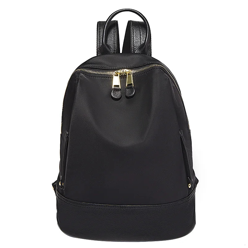 Marino Orlan Cow Leather Backpack for Women 2025 New Fashion Spring&Summer Waterproof Nylon Cloth Travel Student School Bag - Clikcy