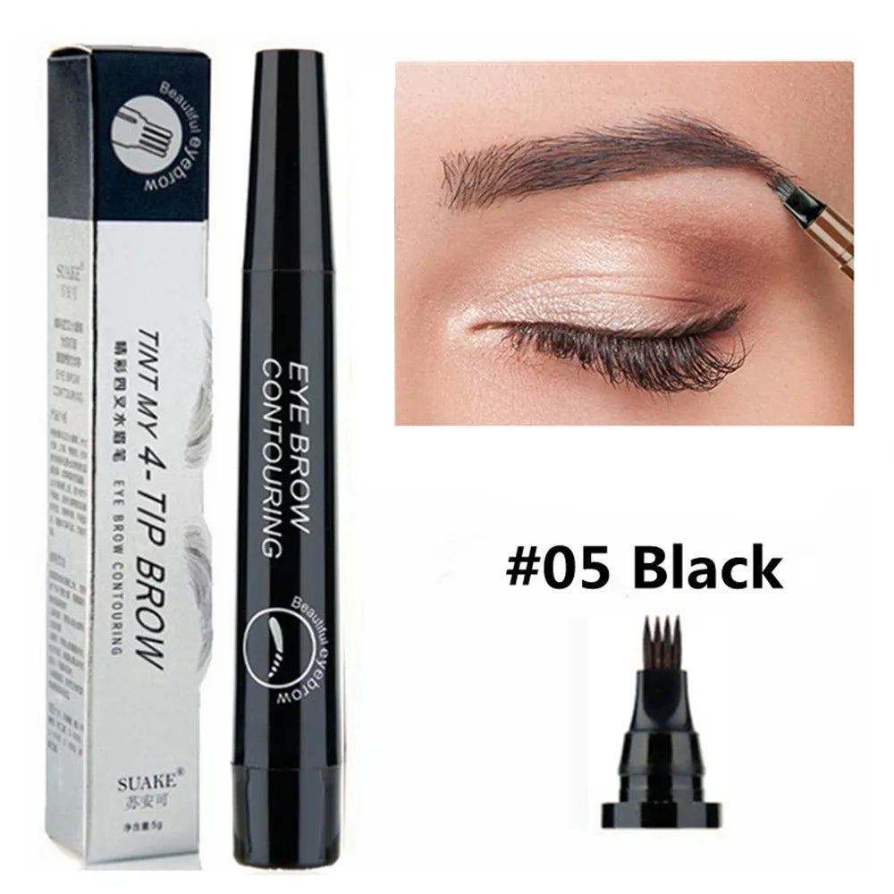4 Splitted Head Eyebrow Pencil Long Last Smudge Proof Waterproof Sweat Proof High Pigmented Easy Applying Liquid Eyebrow Pencil - Clikcy
