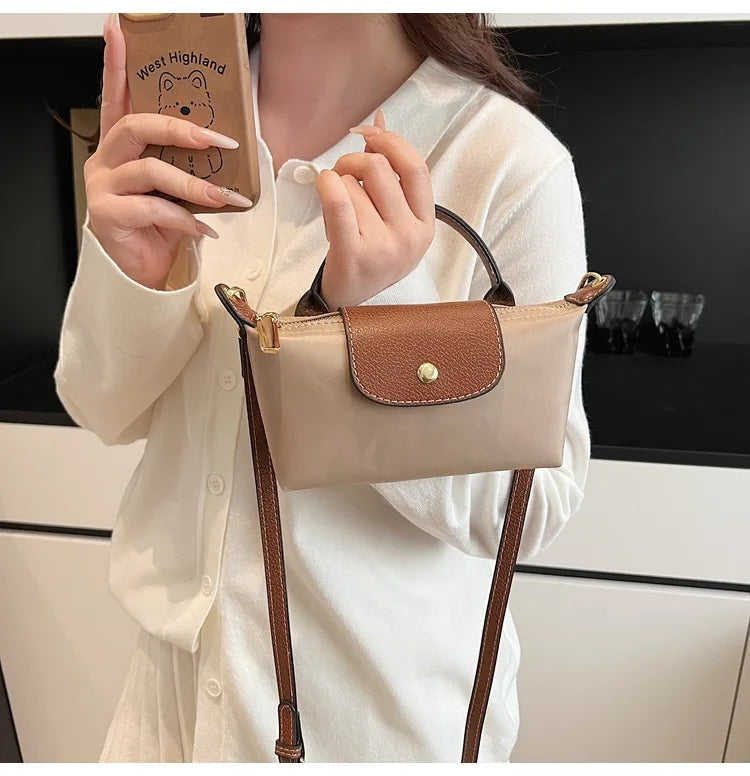 2025 summer lightweight shoulder crossbody bag, fashionable women's bag, plaid canvas, personalized and versatile dumpling bag