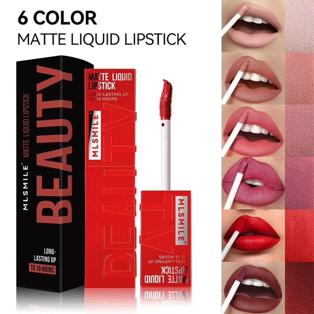 6 Colors Matte Nude Liquid Lipsticks Non-stick Cup Long Lasting Velvet Lip Gloss Not Fading Lip Tint Korean Cosmetics Lip Makeup - Clikcy