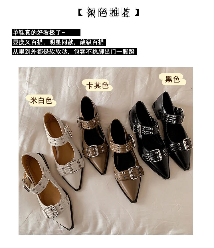 Women Flat With Shoes 2024 Designer Luxury Buckle Fashion Ladies Flats Shoes Slingback Pointed Toe Casual Female Sandals Mules - Clikcy