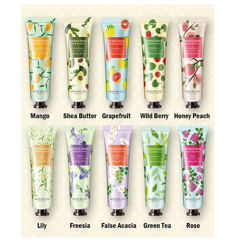 10pcs Fruity Flowery Hand Cream Moisturizing Nourishing Anti Chap Repairing Hands Care Beauty Skincare Hand Creams Sets - Clikcy