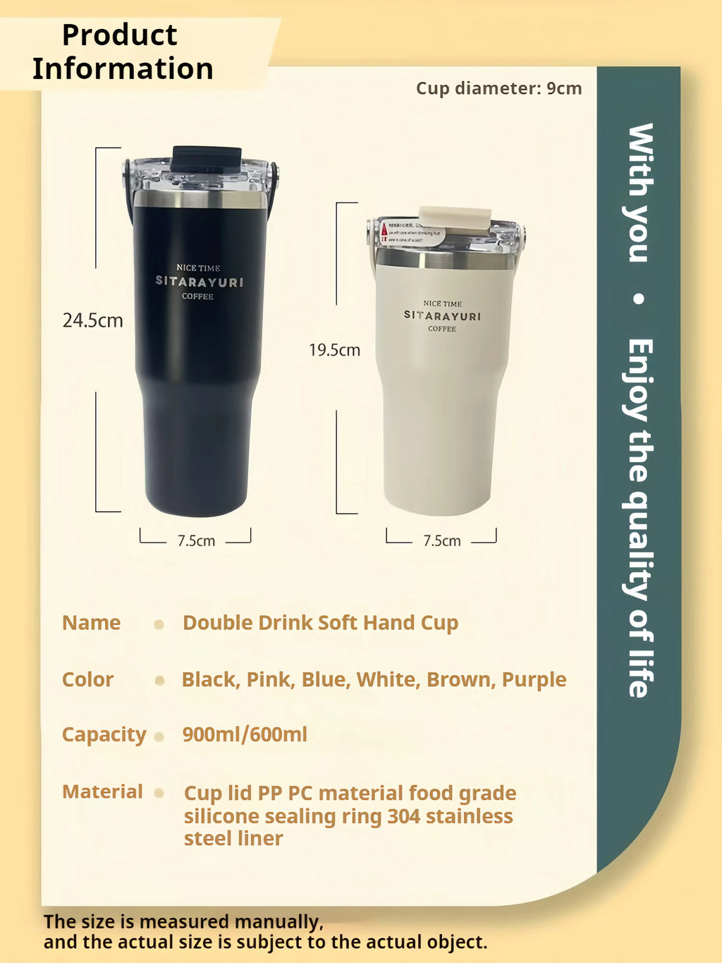 21oz/31oz Stainless Steel Tumbler with Straw Insulated Thermos Coffee Cup with Handle Water Bottle Travel Car Cups Copo Termo - Clikcy