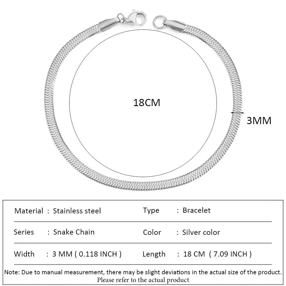 SUNIBI Classic Snake Chain Bracelets for Women Trend  Fashion Stainless Steel Cuban Chain Bracelet Trendy Woman Gifts Jewelry