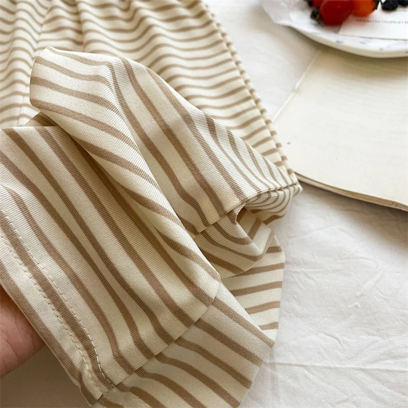 Girls Suit Summer Short-sleeved T-shirt With Stripes Shawls+Pants 2Pcs Outfits Kids Casual Clothes Children's Fashion Sets 1-12Y - Clikcy