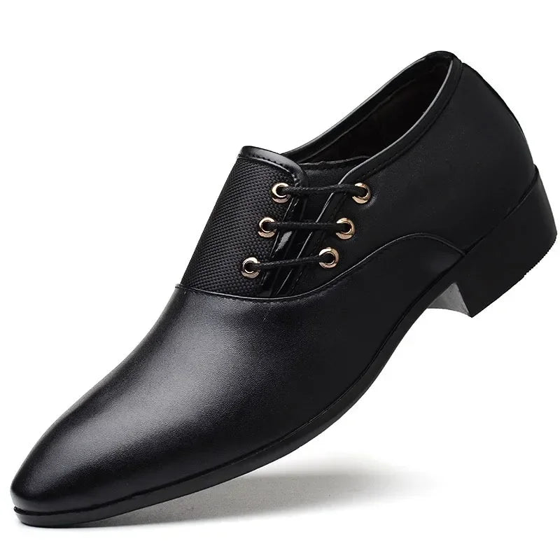 Men Formal Leather Shoes Lace Up Oxford Casual Business Black Leather Shoes Men Wedding Party Office Work Shoes