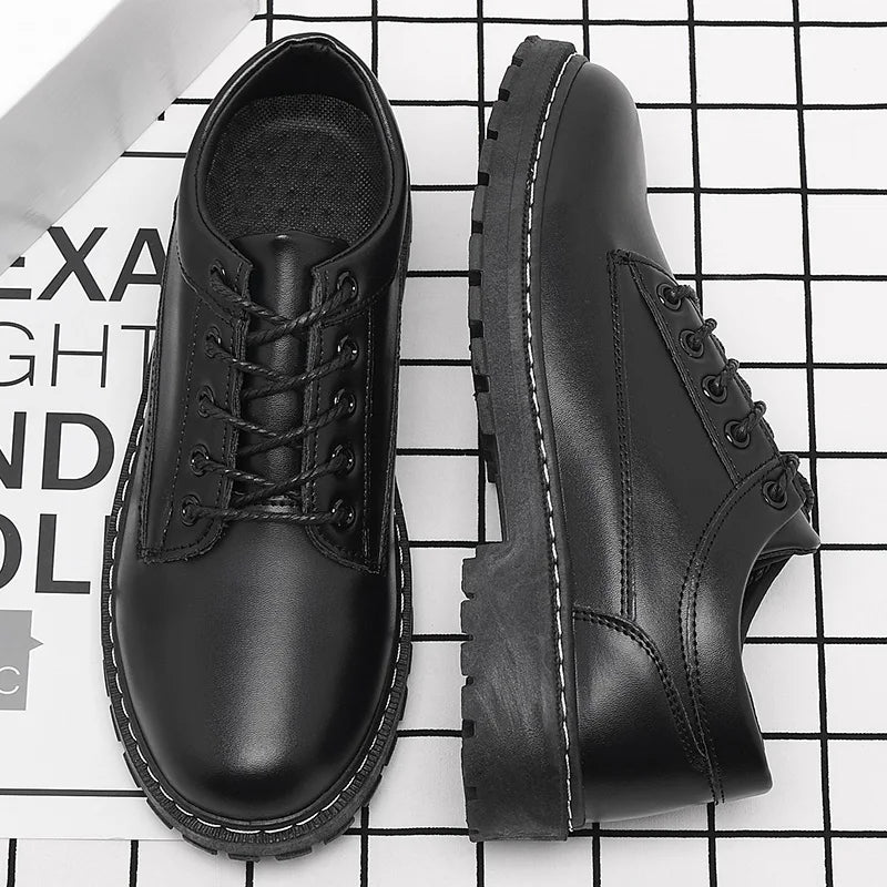 Luxury Men's Genuine Leather Business Formal Shoes British Style Men's Black Platform Lace Up Casual Shoes Zapatos De Cuero 2025