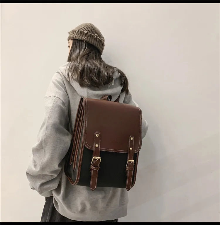 Preppy style women backpack Large Capacity Laptop Bag Casual School Backpacks for Girls patchwork Travel bags for Female totes - Clikcy