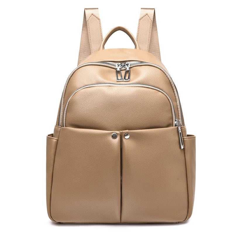 New High-quality Women's Backpack Travel Large Backpack PU Leather Handbag Schoolbag For Girls Women's bag Female Shoulder Back - Clikcy