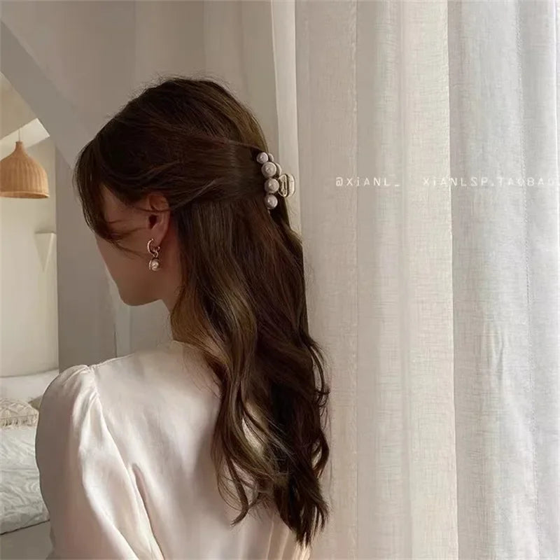 Elegant Hyperbole Big Pearls Acrylic Hair Claw Clips Big Size Makeup Hair Styling Barrettes for Women Hair Accessories - Clikcy