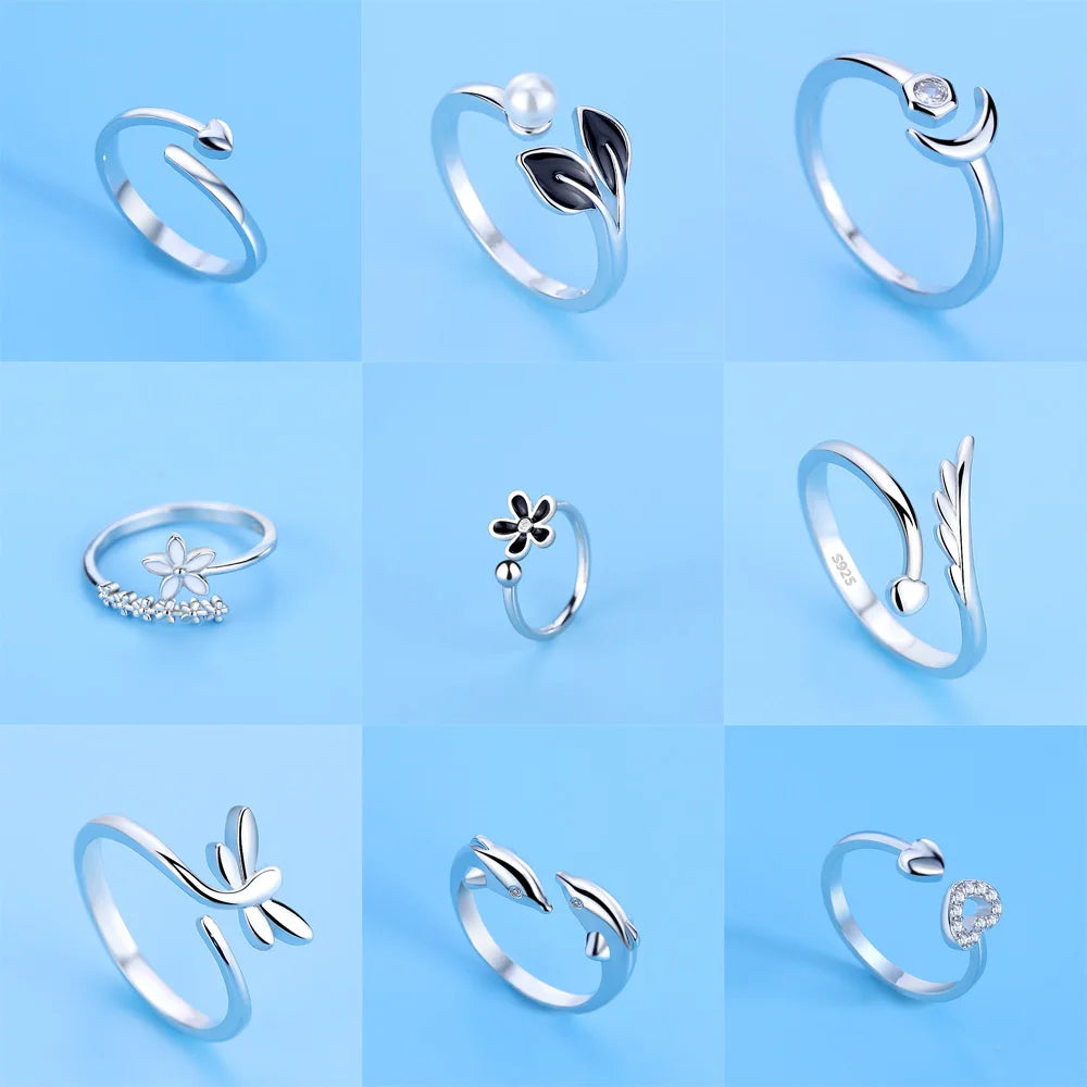 Hot 925 Sterling Silver Ring AAA Zircon Adjustable Simplicity Fashion Exquisite Women Jewelry Accessories Wedding Party Gift - Clikcy