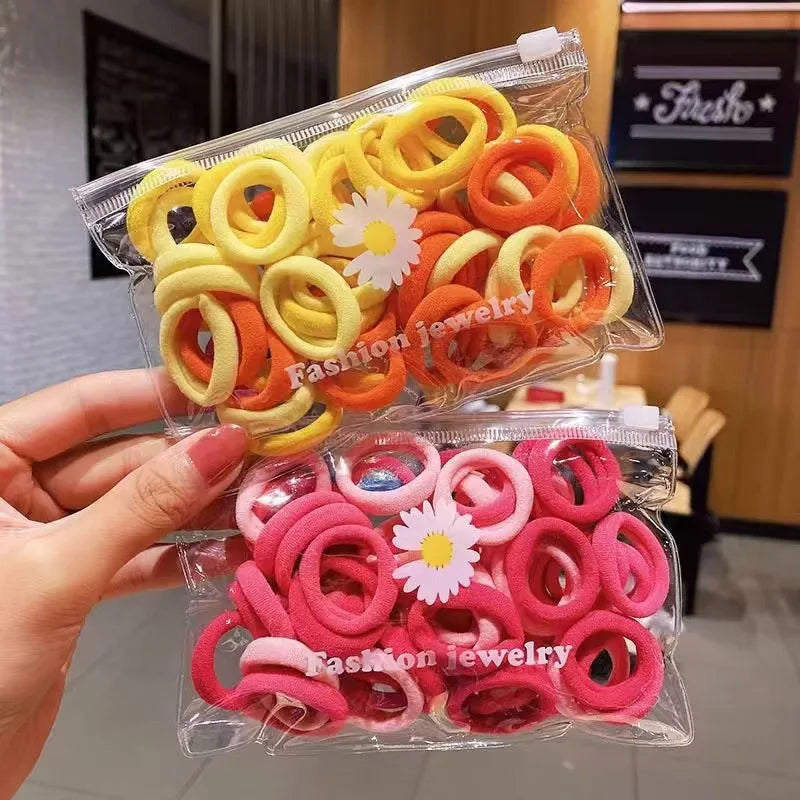 50PCS/SET Girl Hair Tie Special Rubber Band Does Not Harm Hair Children's Rubber Band Towel Ring Small Size Hair Rope - Clikcy