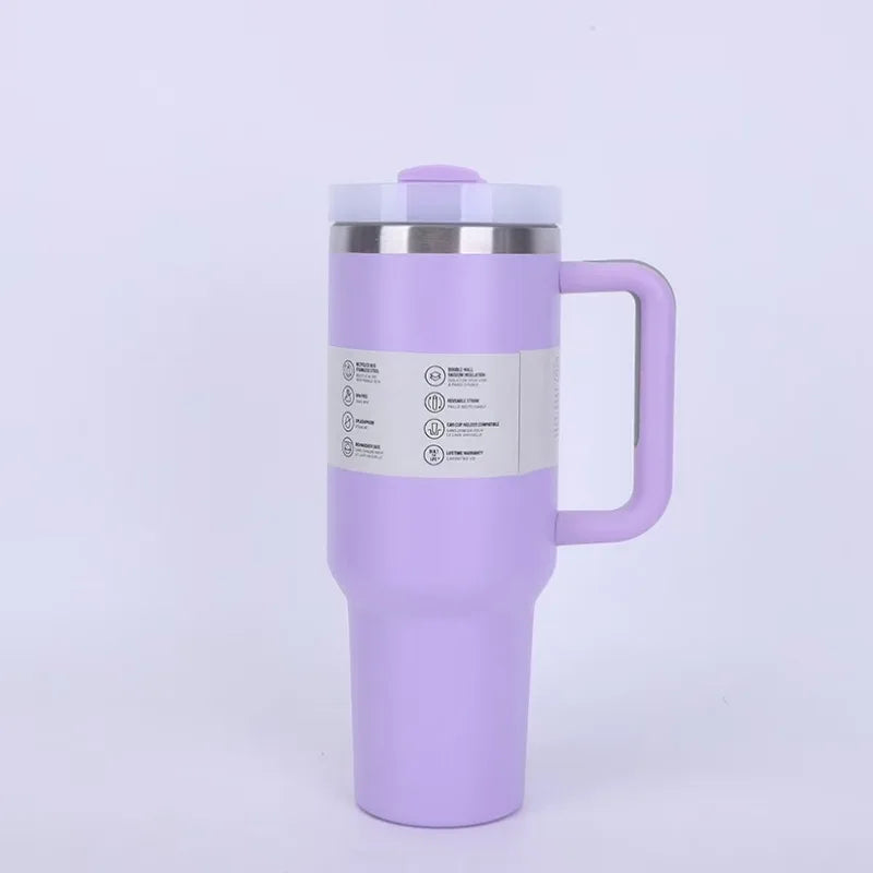 40 oz large capacity stainless steel thermos cup car cup second generation straw portable water cup sports fitness - Clikcy