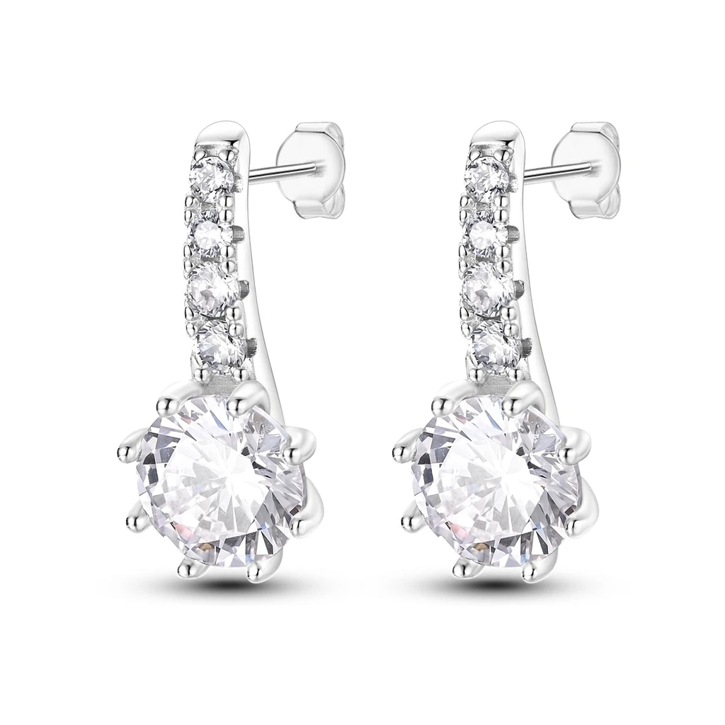 Original 925 Sterling Silver Women Hoop Earrings High Quality Shine Zircon U Shaped Classic Style Earring For Women Jewelry Gift