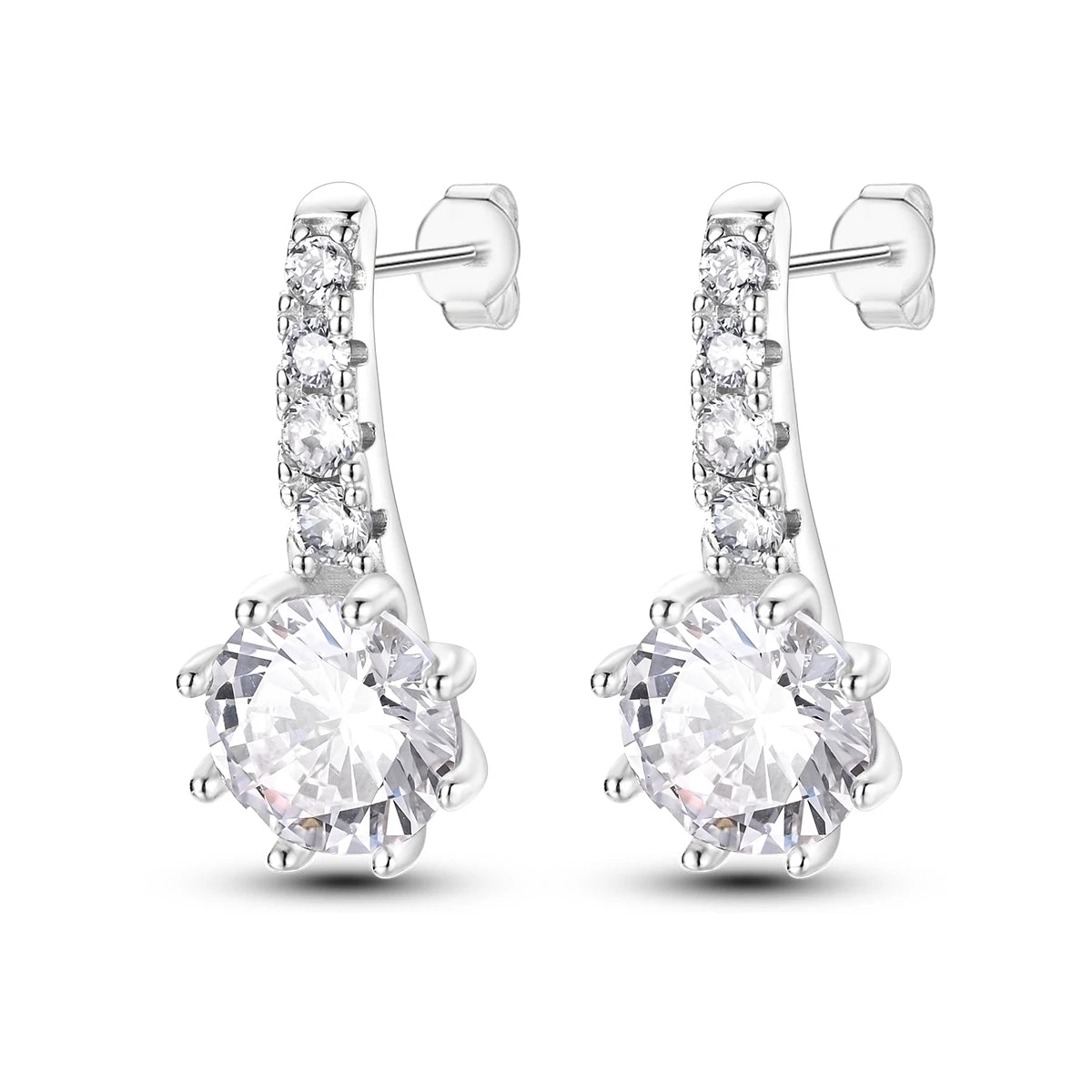 Original 925 Sterling Silver Women Hoop Earrings High Quality Shine Zircon U Shaped Classic Style Earring For Women Jewelry Gift