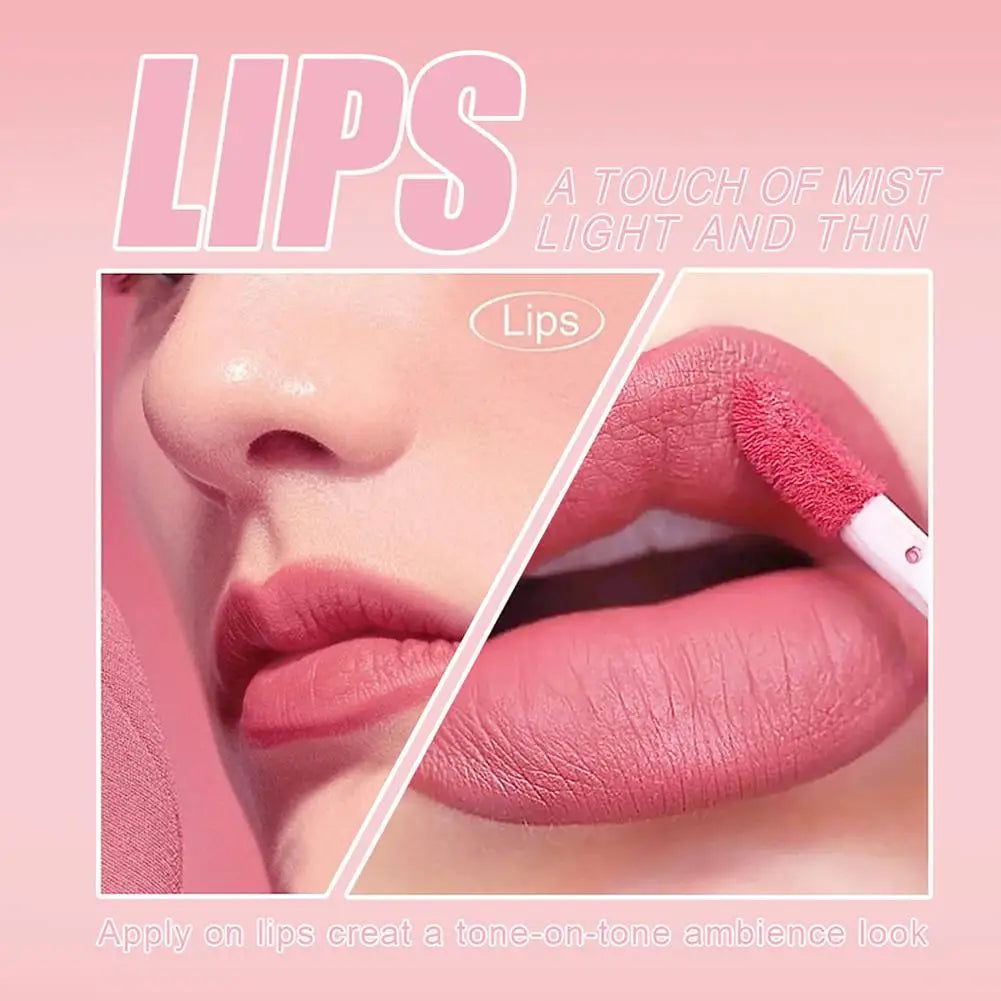 3Pcs Matte Liquid Lipstick Lip Makeup Kit Lip Gloss Lip Glaze Lip Mud Three Sets Of Velvet Mist Lipstick Non-fading - Clikcy