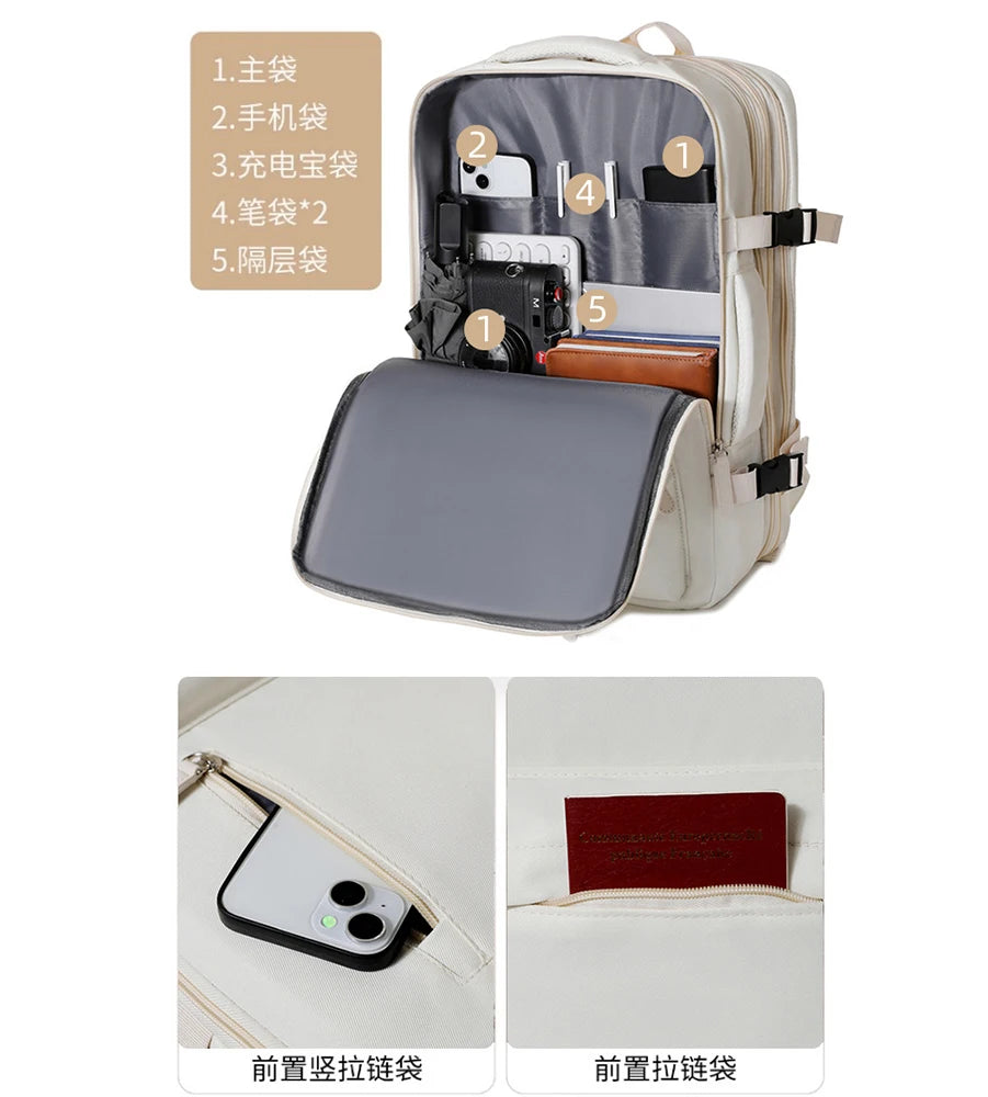 Buylor Easyjet 45x30x20 Travel Backpack Women Airplane Cabin Luggage Carry On 15" Laptop Backpack Large Capacity Flight Backpack - Clikcy