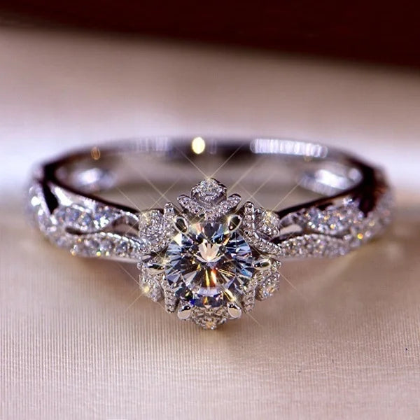 Exquisite Fashion Silver Color Engagement Rings for Women Fashion White Zircon Stones Ring Anniversary Bridal Wedding Jewelry - Clikcy