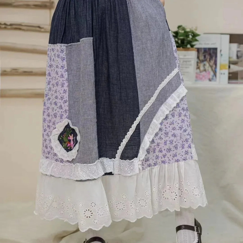 2025 Spring New Women's Underwear Skirt Japanese Loose-Fit Embroidered Waist Elastic Waist Women's Beefsteak Skirt - Clikcy