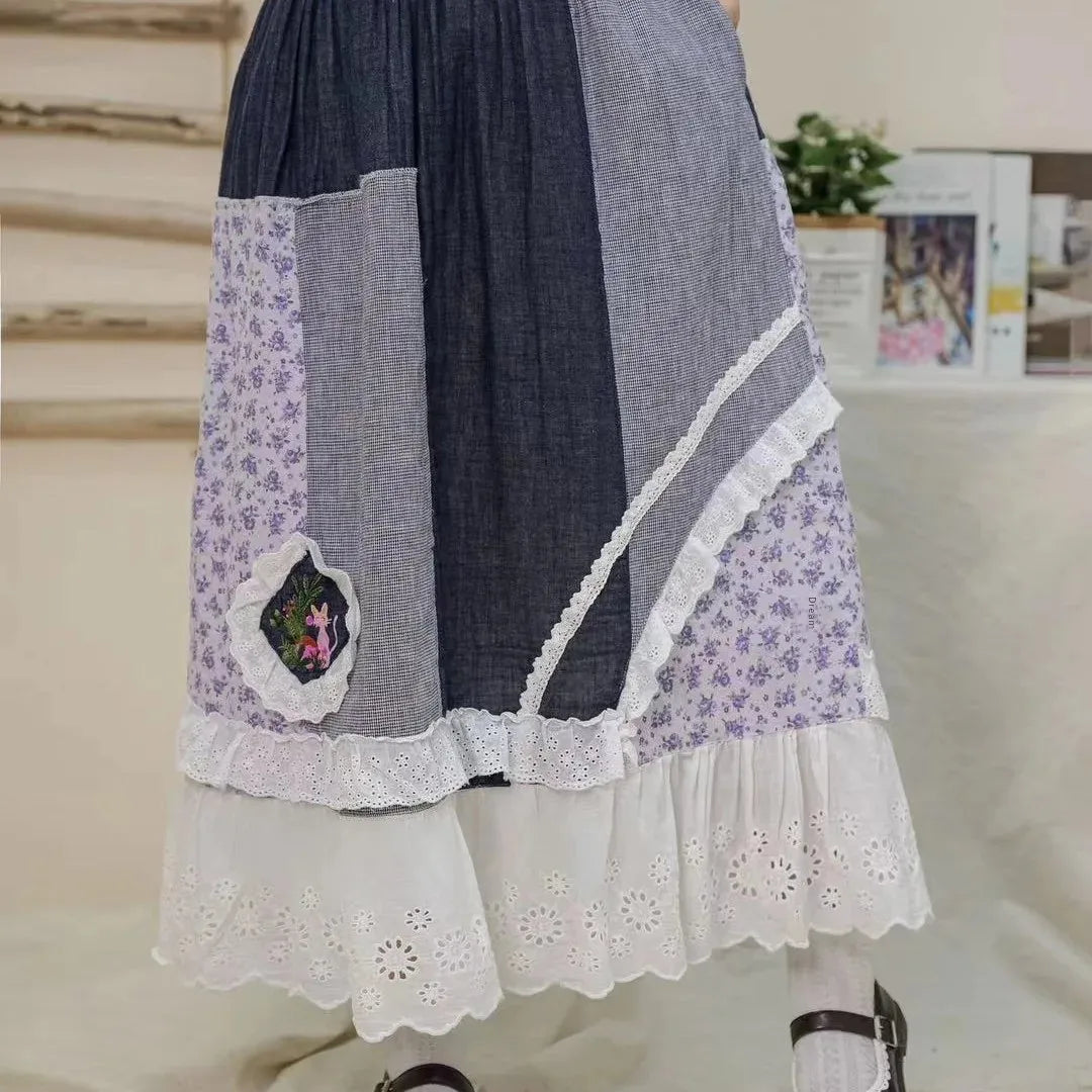 2025 Spring New Women's Underwear Skirt Japanese Loose-Fit Embroidered Waist Elastic Waist Women's Beefsteak Skirt - Clikcy