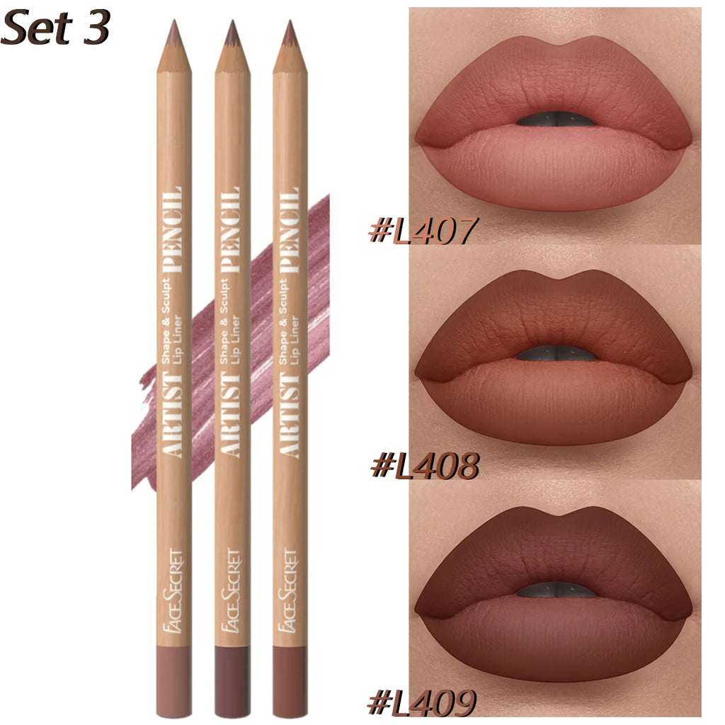 3Pcs Long-Lasting Velvet Lip Liner Matte Lipstick Waterproof  Perfect Gift for Valentine's Day, Lip Liner Set - Clikcy