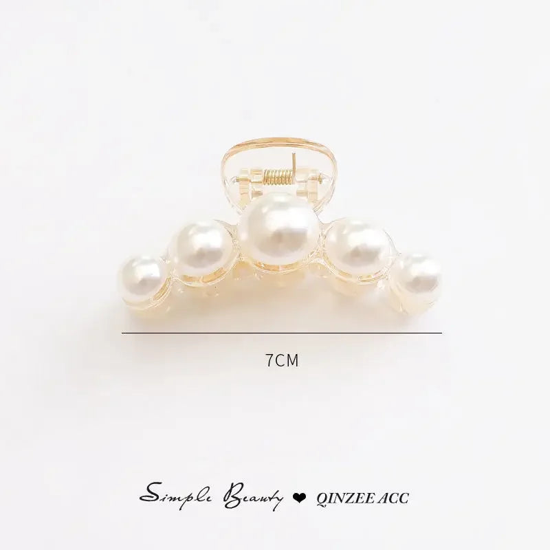 Elegant Hyperbole Big Pearls Acrylic Hair Claw Clips Big Size Makeup Hair Styling Barrettes for Women Hair Accessories - Clikcy
