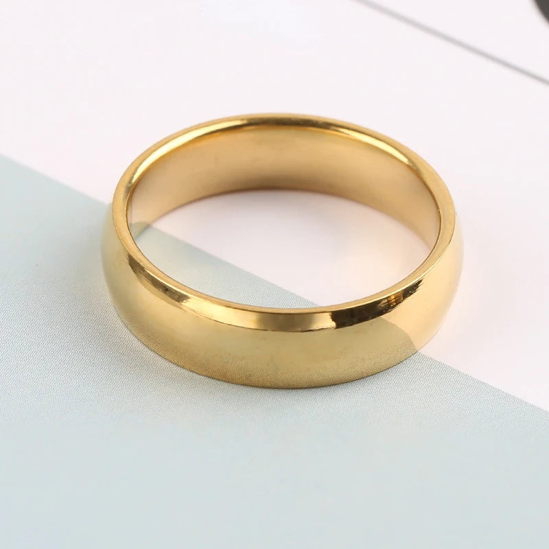 Fashion Simple Gold Plated Glossy Ring Classic Couple Banquet Exquisite Jewelry - Clikcy